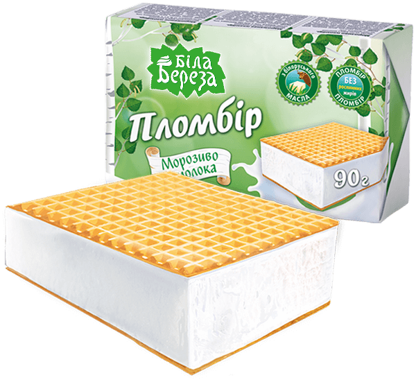 Пломбір брикет у вафельних листах Купити морозиво Пломбір брикет у вафельних листах ❄ Біла Береза