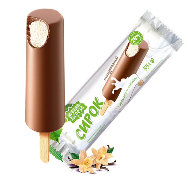 Glazed cottage cheese with Vanilla flavor on a stick