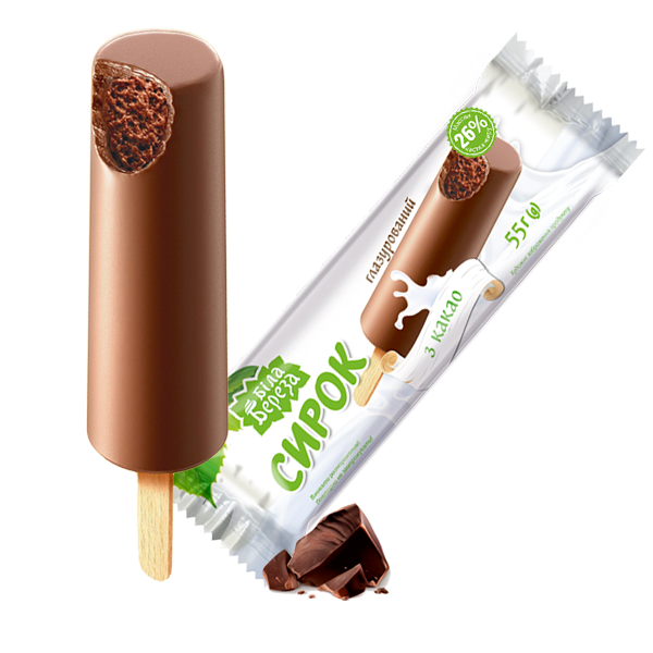 Glazed cottage cheese with Cocoa flavor on a stick
