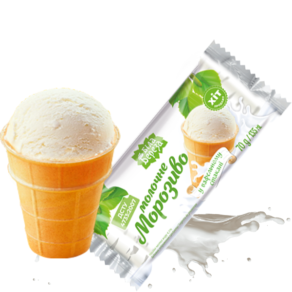 Milk ice cream in a waffle cup